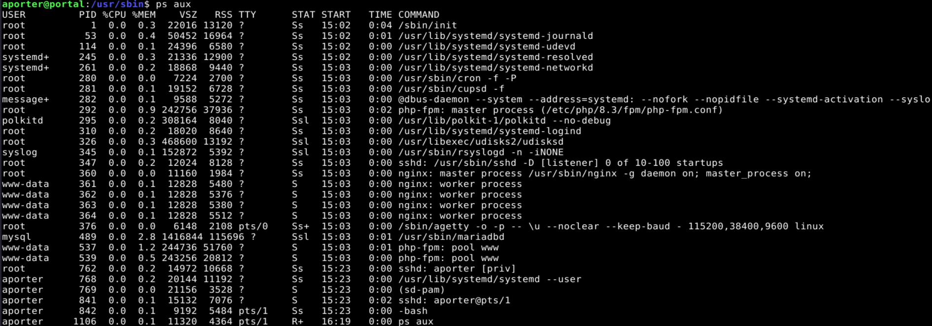 ps aux output